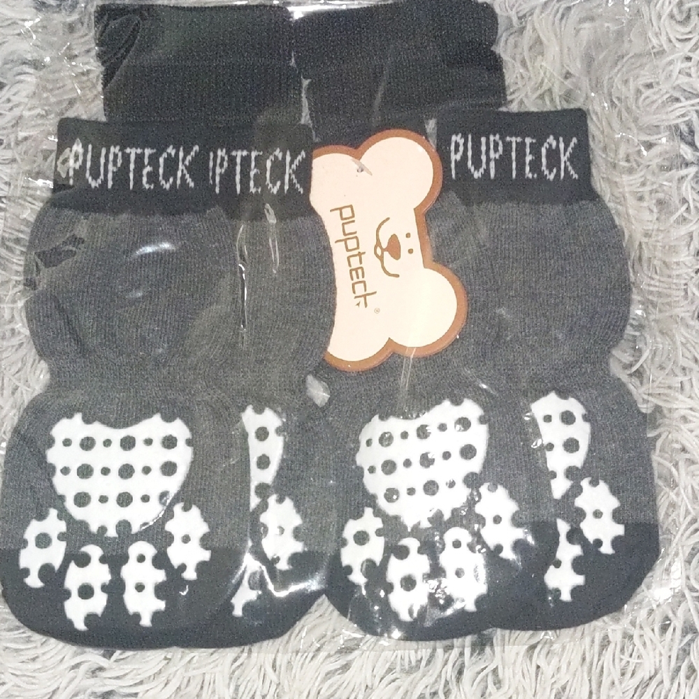 Anti Slip Dog Socks Black and White Polka Dot
